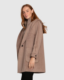 Women | Next To You Hooded Wool Blend Coat | Brown