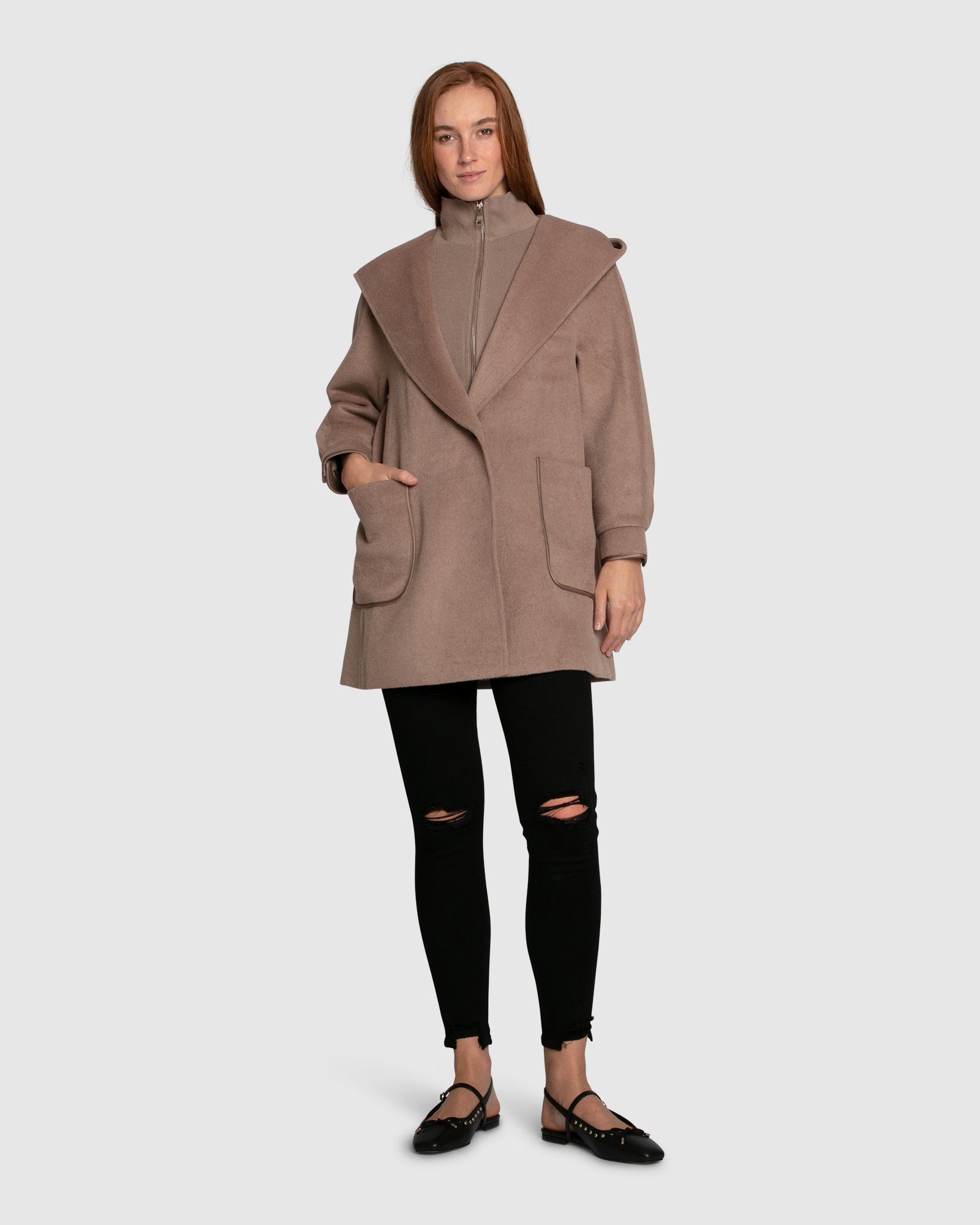 Women | Next To You Hooded Wool Blend Coat | Brown