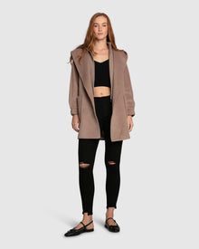 Women | Next To You Hooded Wool Blend Coat | Brown
