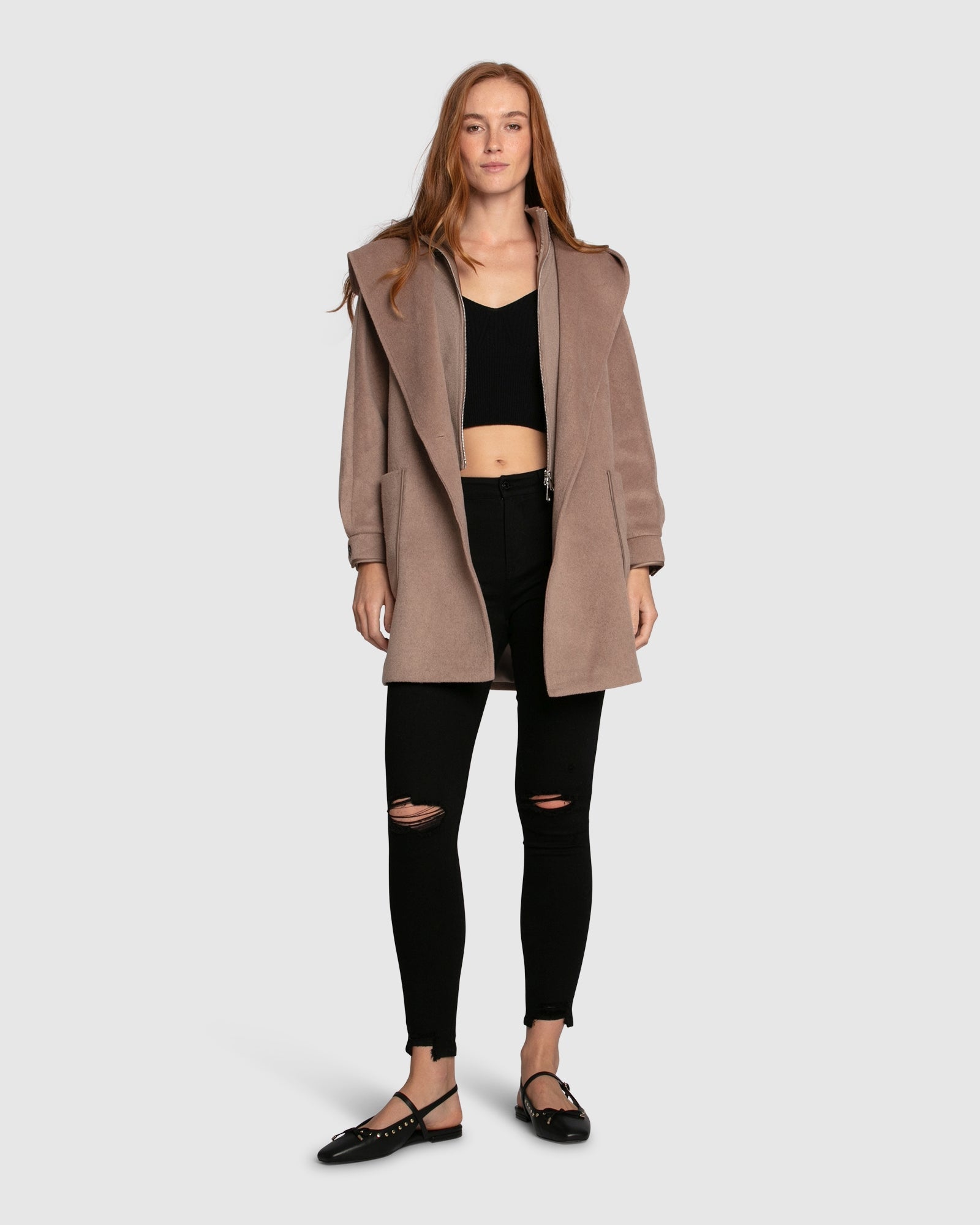Women | Next To You Hooded Wool Blend Coat | Brown