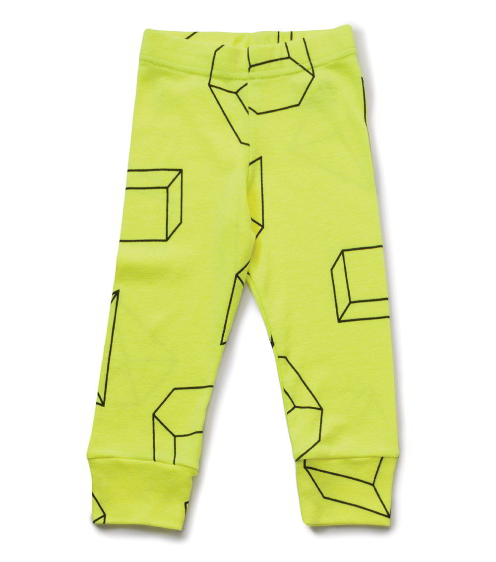 Kid | Geometric Leggings | Neon Yellow