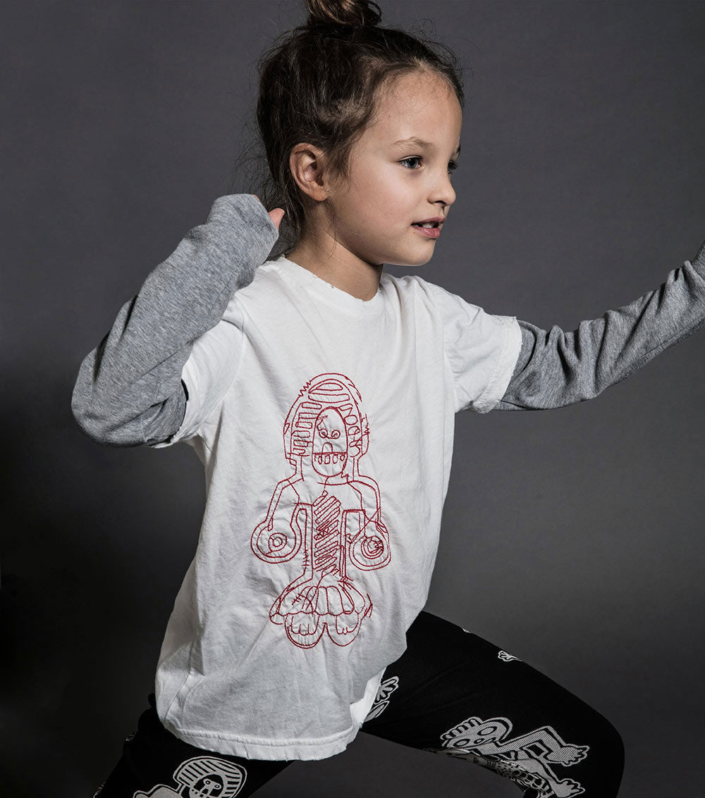 Kid | Tribal Dancers Shirt | White x Red