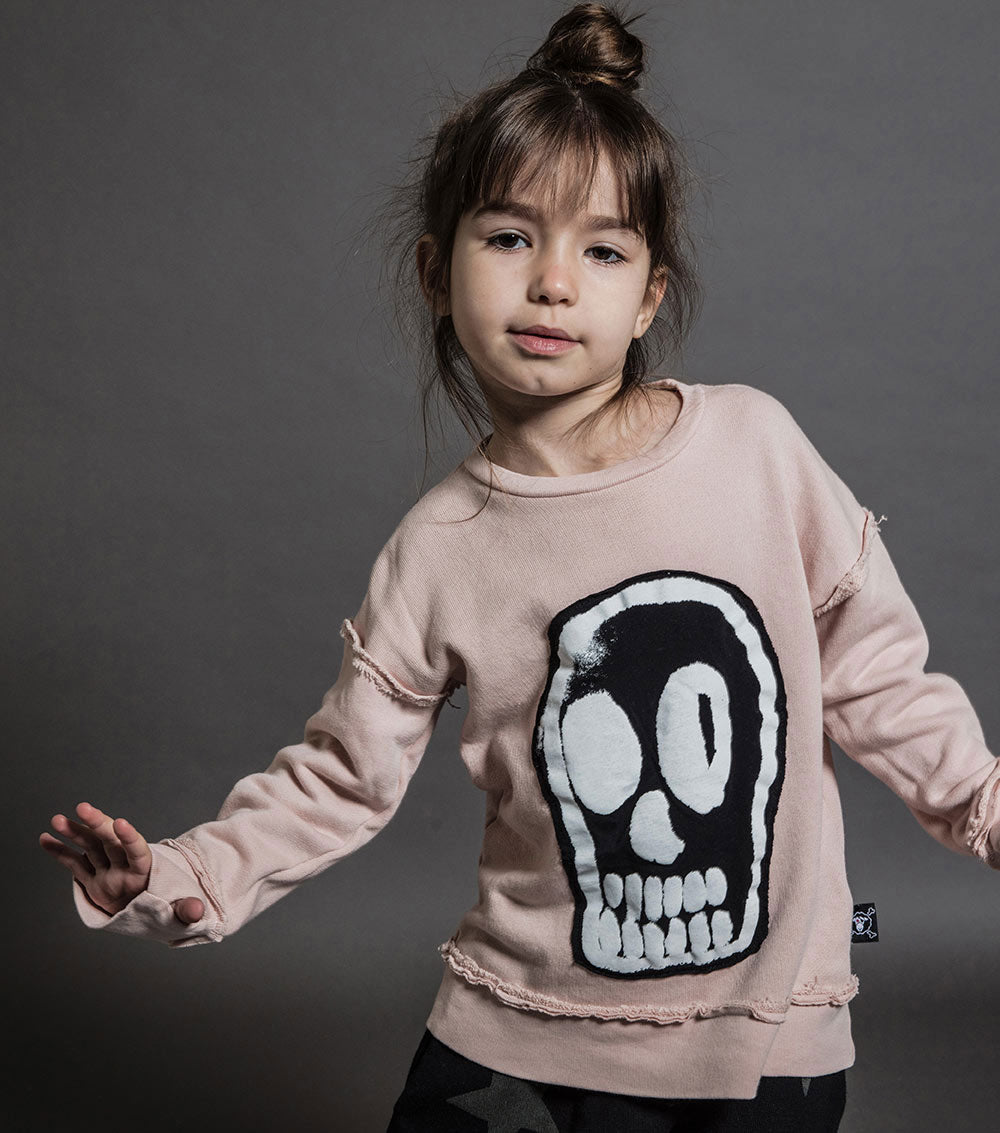 Kid | Dizzy Skull Sweatshirt | Powder Pink