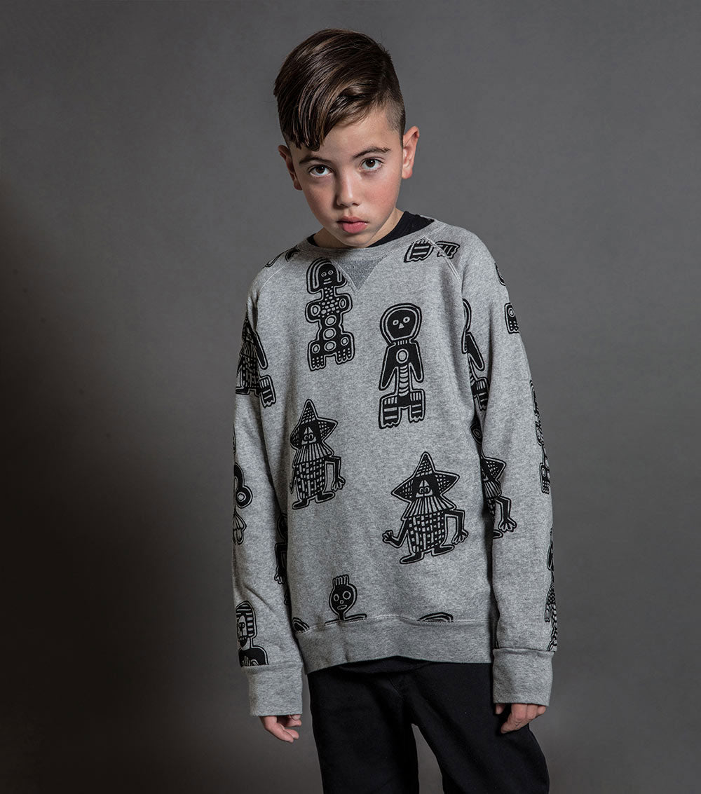 Kid | Tribal Dancers Sweatshirt | Heather Grey