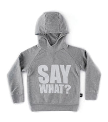 Kid | Say What? Fluffy Hoodie | Heather Grey