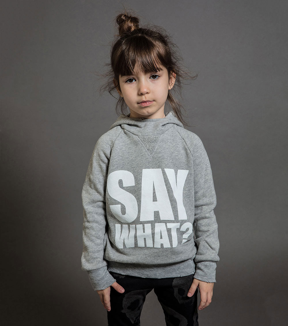 Kid | Say What? Fluffy Hoodie | Heather Grey