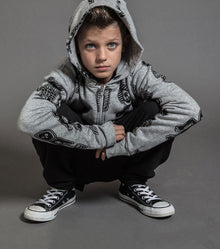 Kid | Tribal Dancers Zip Hoodie | Heather Grey