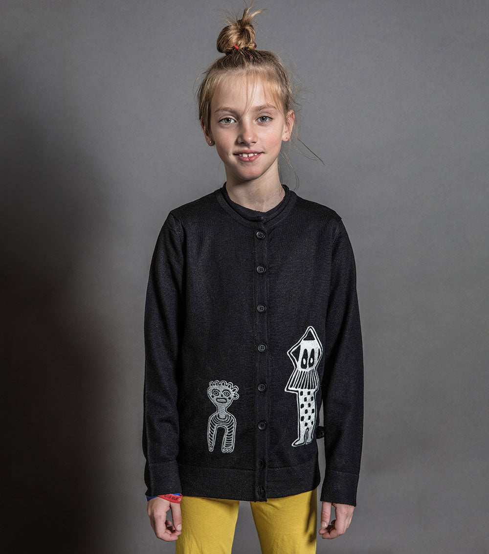 Kid | Tribal Dancers Knit Cardigan | Black