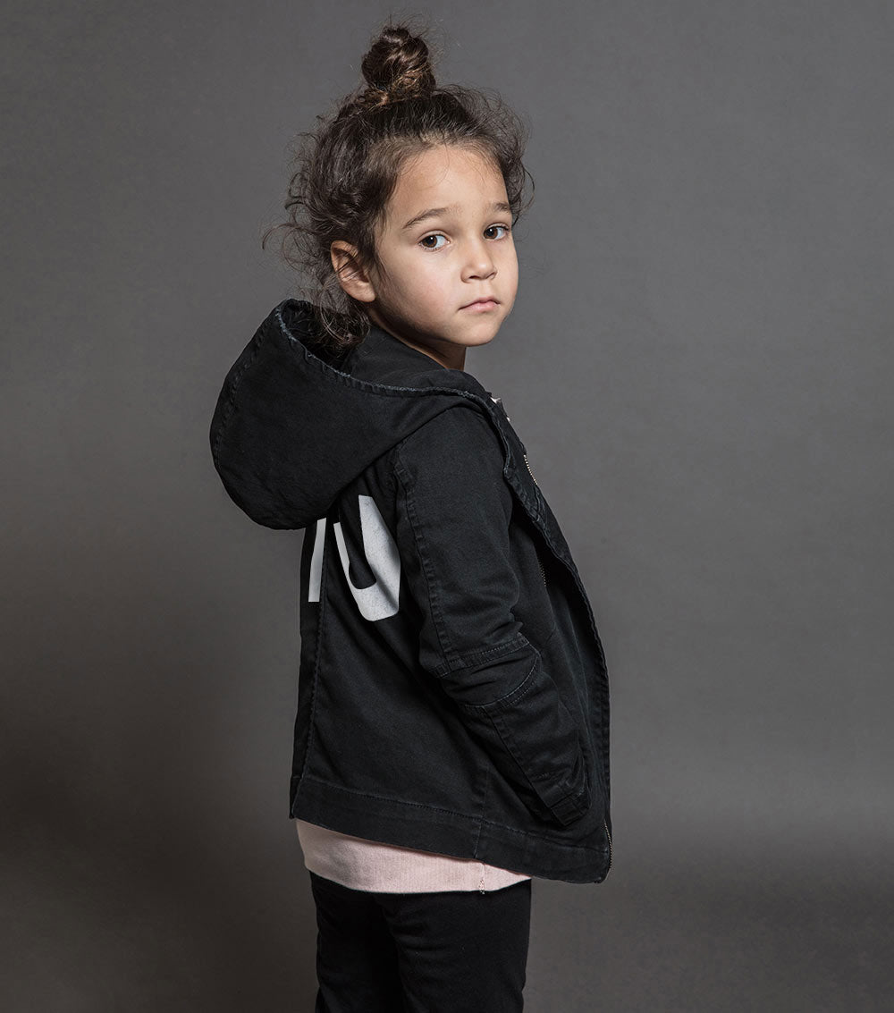Kid | Hooded Biker Jacket | Dyed Black