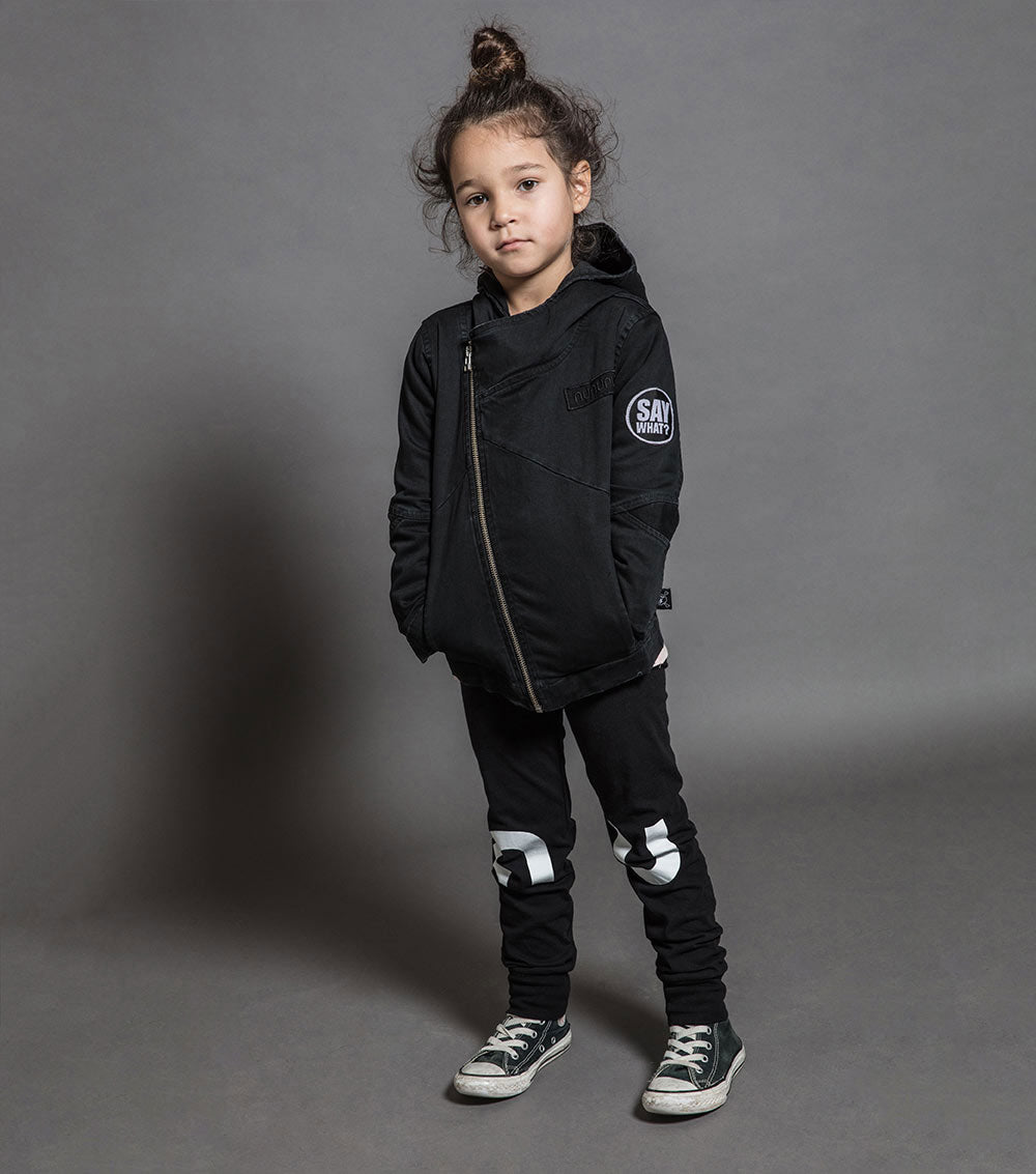 Kid | Hooded Biker Jacket | Dyed Black
