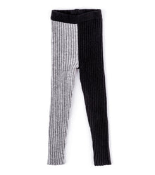 Kid | Knit Leggings | Black x Heather Grey