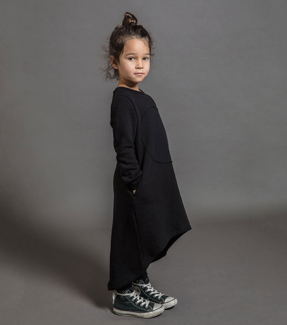 Kid | Circle Patch Fluffy Dress | Black