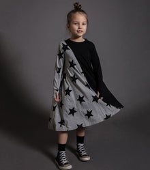 Kid | Half & Half Star 360 Dress | Black x Heather Grey