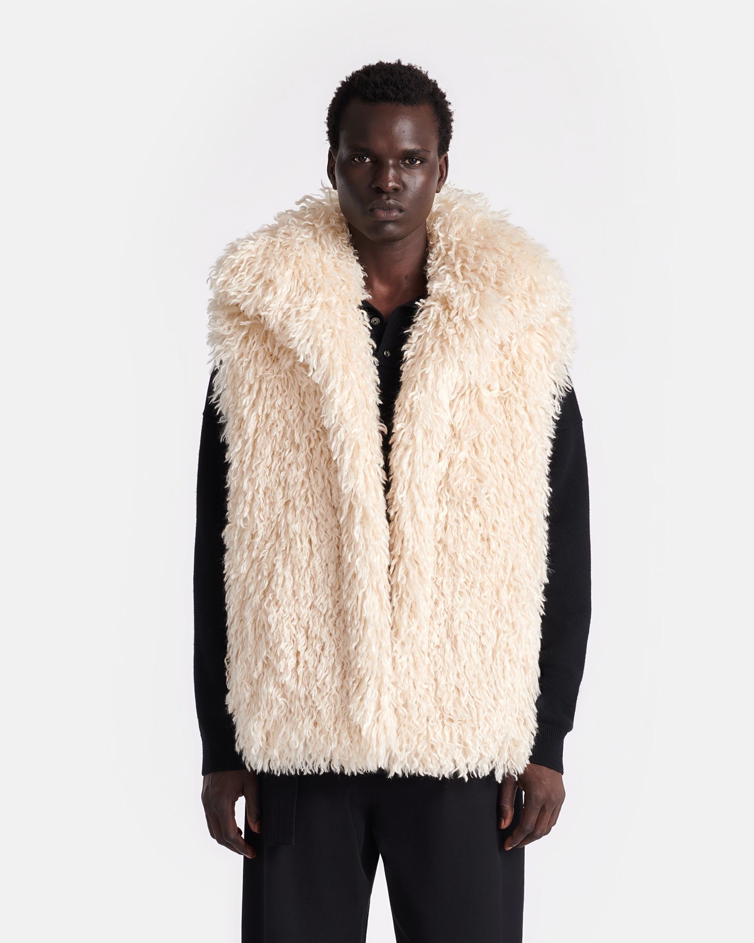 Unisex | Ried Faux Racka Fur Vest | Creme