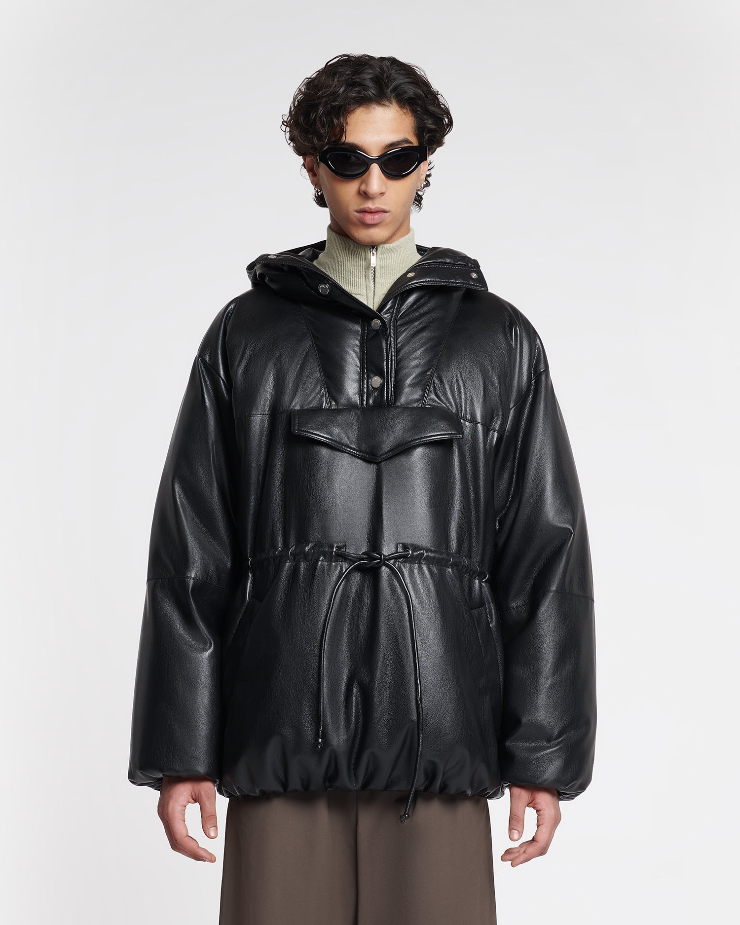 Unisex | Osana Okobor Alt-Leather Belted Puffer | Black