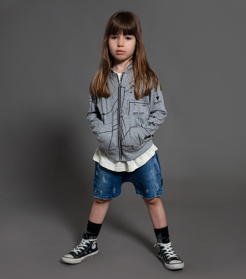 Kid | Sewing Pattern Light Zip Hoodie | Lava Yellow