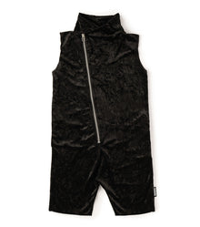 Kid | Velvet Zip Overall | Black