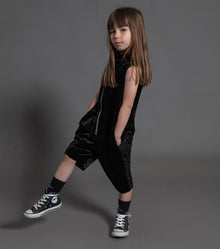 Kid | Velvet Zip Overall | Black