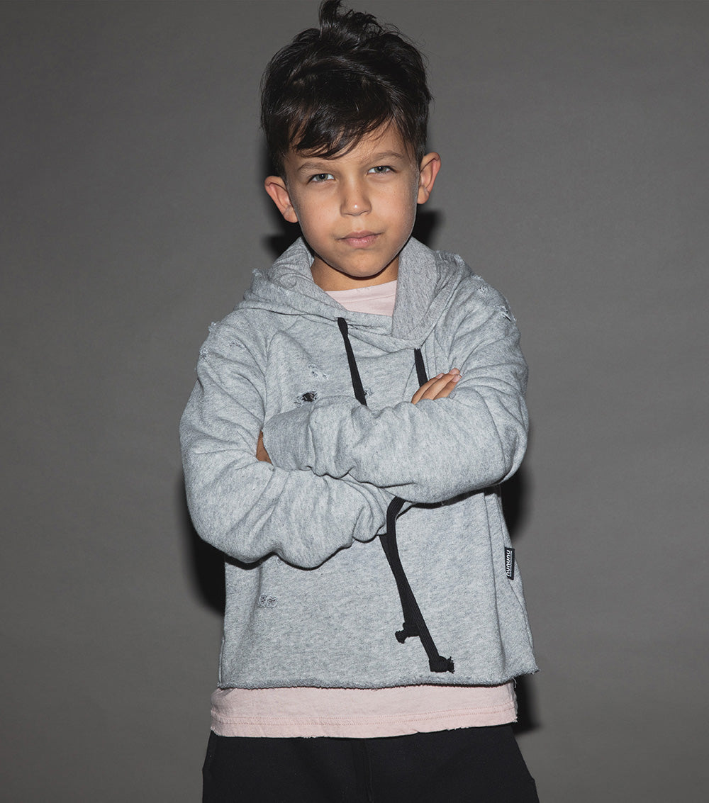 Kid | Distressed Hoodie | Heather Grey