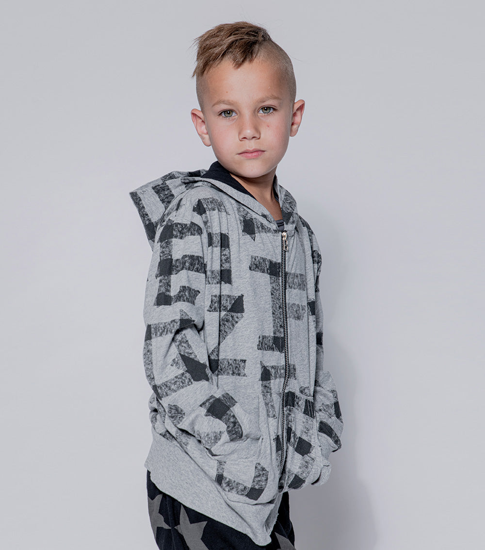 Kid | Masking Tape Light Zip Hoodie | Powder Pink
