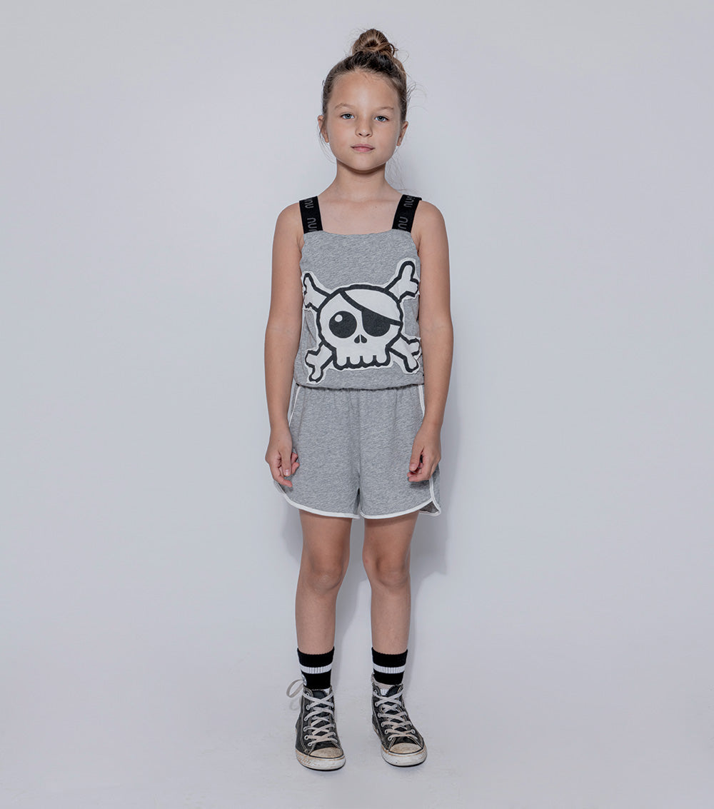 Kid | Skull Patch Tank Overall | Black