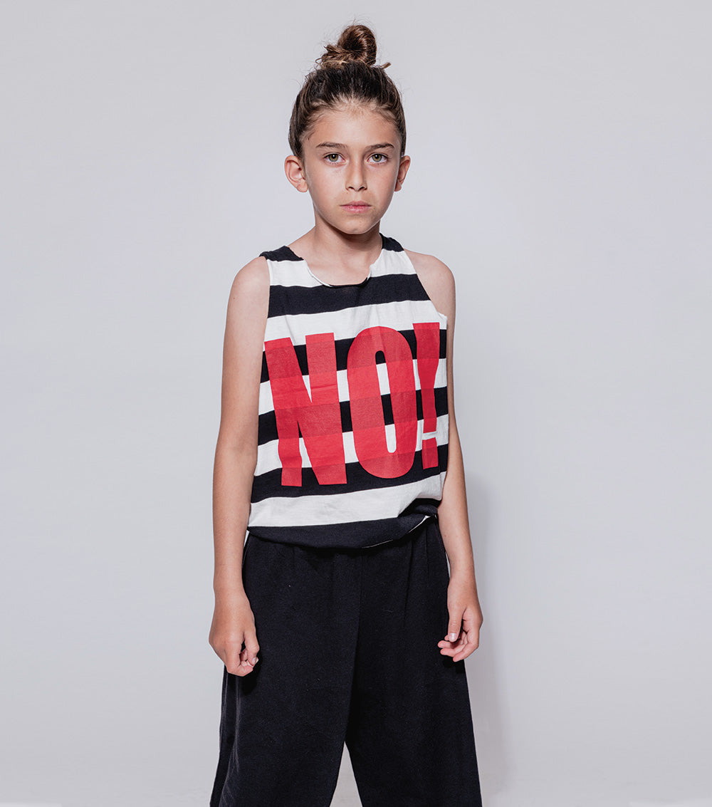 Kid | Striped No! Overall | Black