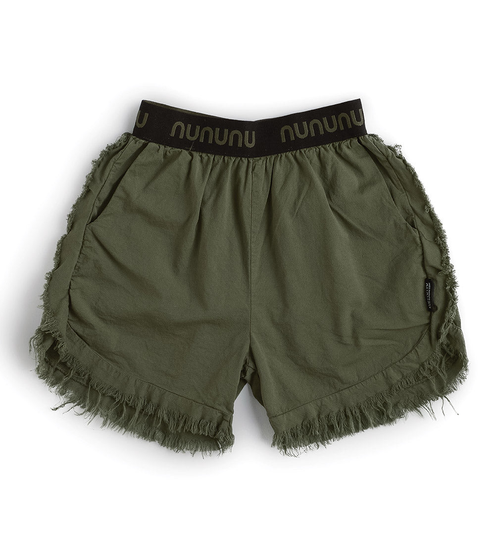 Kid | Airy Ruffled Shorts | Olive