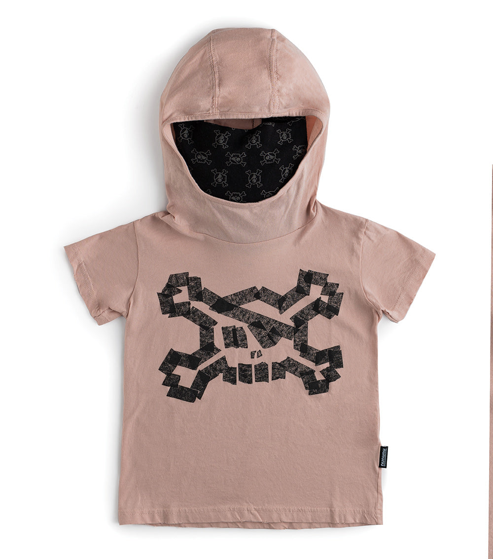 Kid | Masking Tape Skull Ninja Shirt | Powder Pink