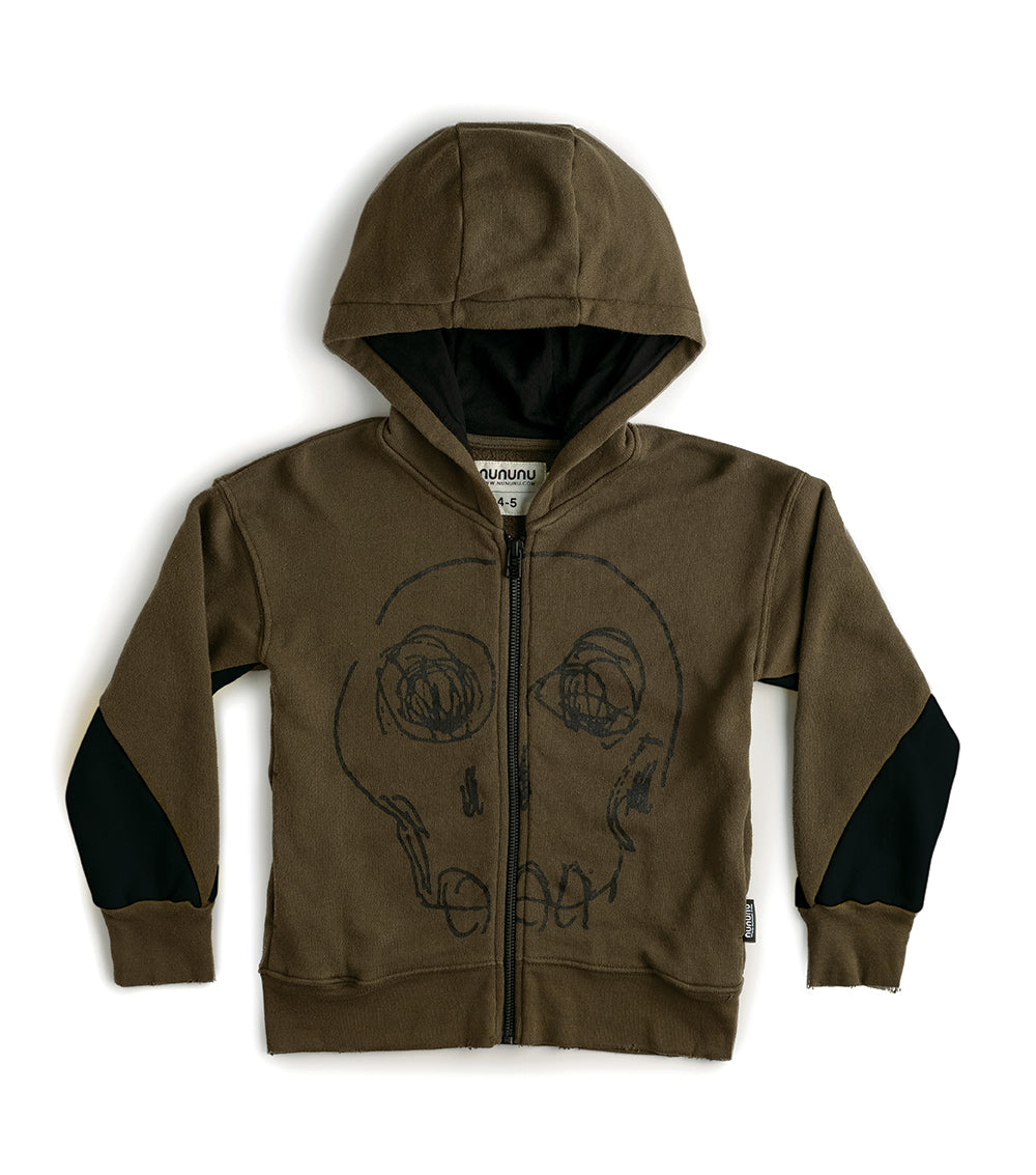 Kid | Dazed Skull Zip Hoodie | Olive