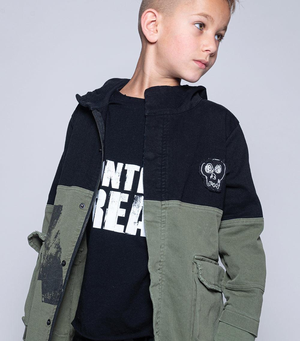 Kid | Deconstructed Army Coat | Black x Olive