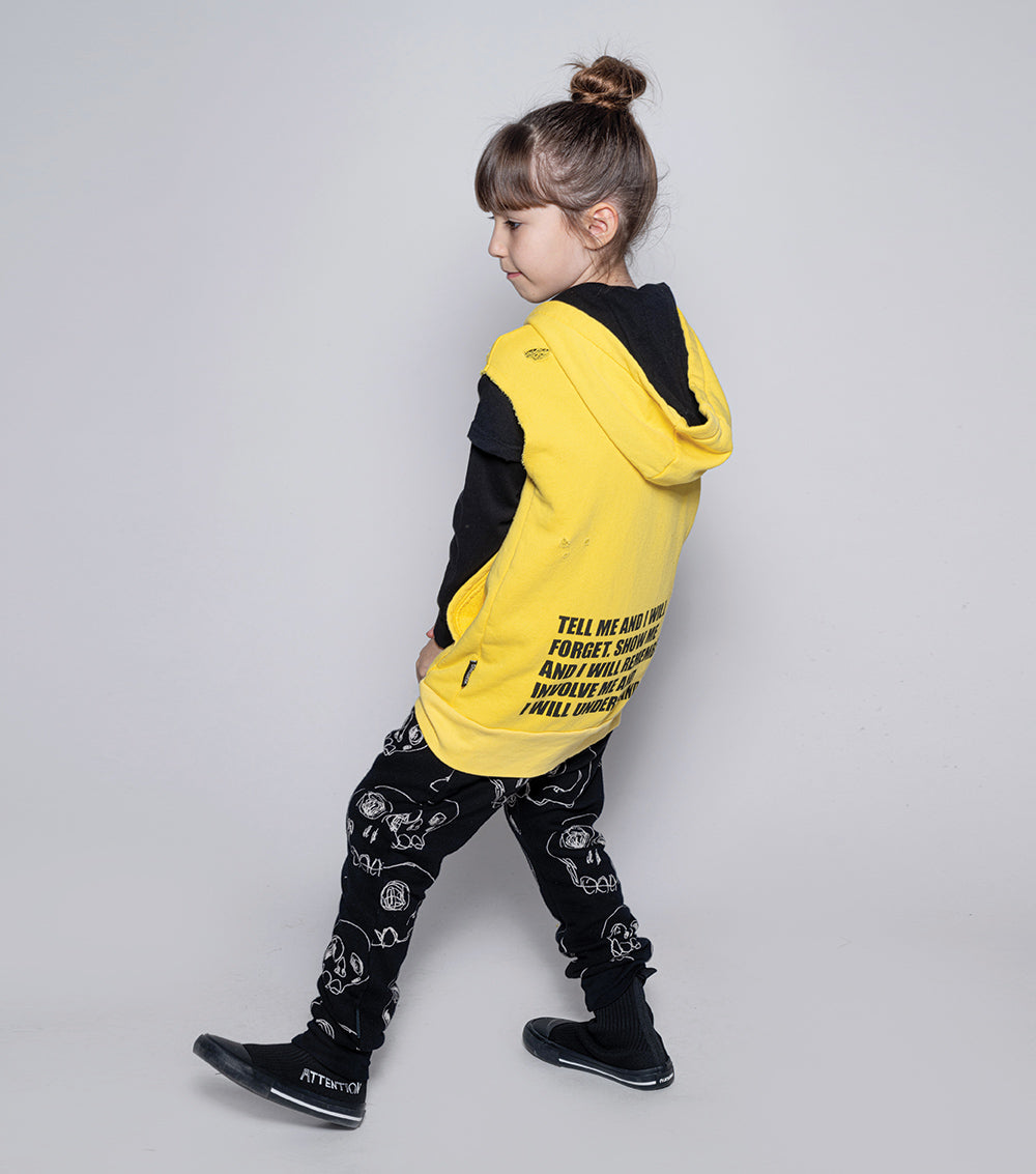 Kid | Scribbled Skulls Baggy Pants | Black