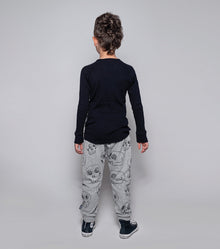 Kid | Scribbled Skulls Baggy Pants | Heather Grey