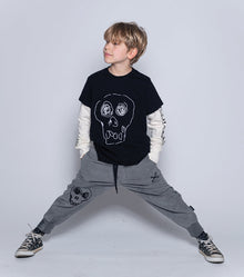 Kid | Scribbled Skull Pants | Vintage Grey