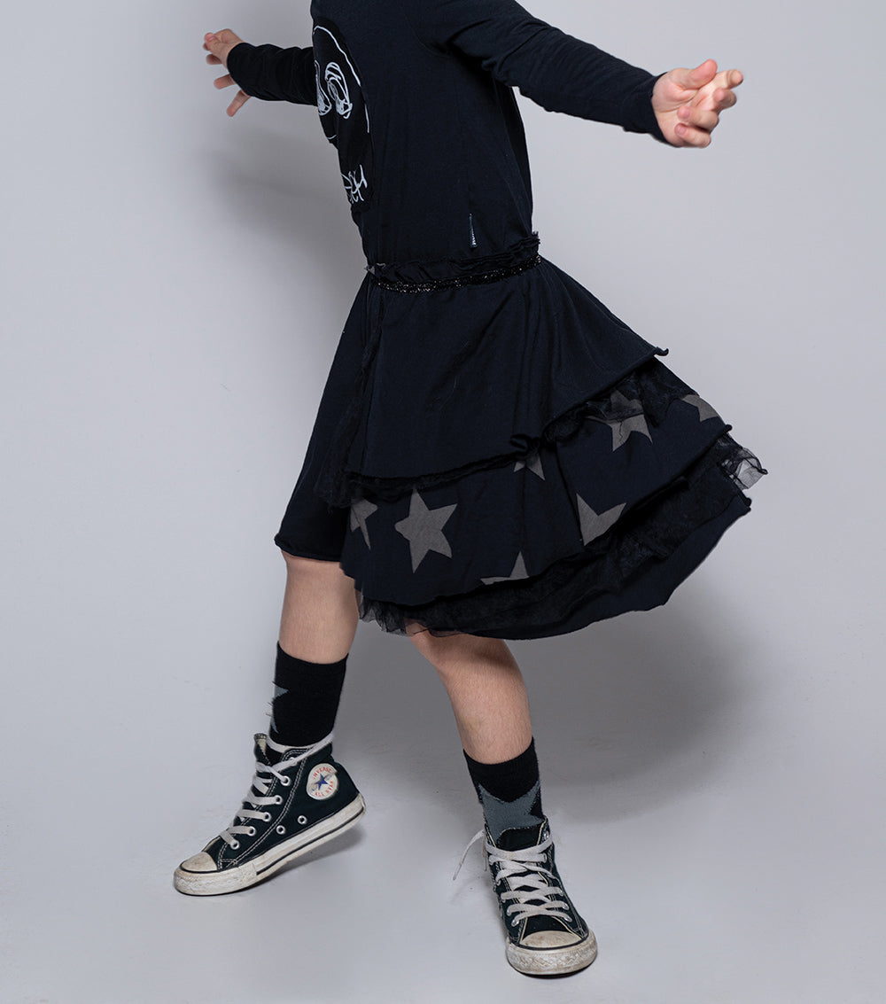 Kid | Dazed Skull Layered Dress | Black