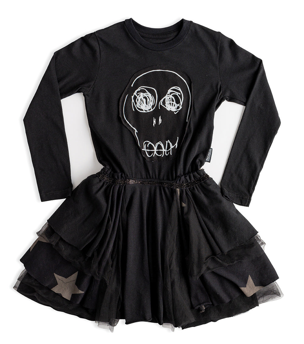 Kid | Dazed Skull Layered Dress | Black
