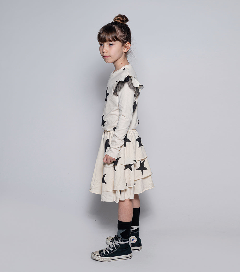 Kid | Star Multi Layered Dress | Dyed Graphite
