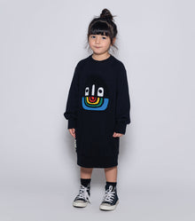 Kid | Fuzzy Rainbow Smile A Dress | Dusty Heather Grey