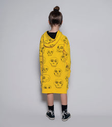 Kid | Hooded Scribbled Skulls A Dress | Black