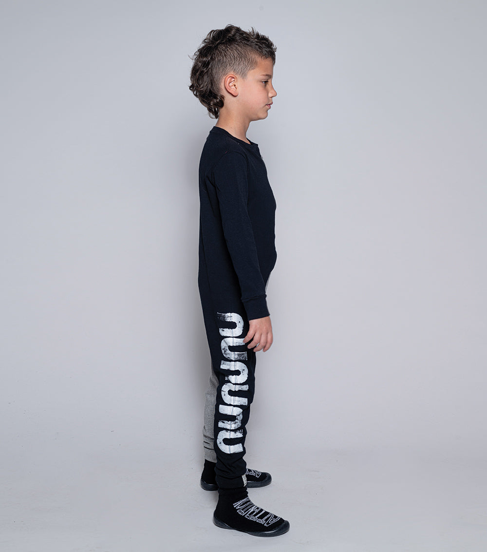 Kid | Duo Zip Loungewear | Heather Grey x Black
