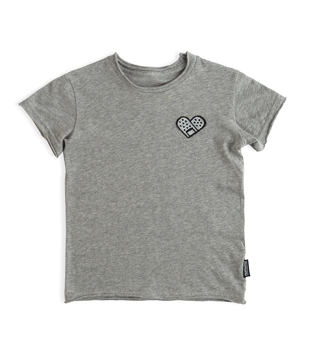 Kid | Bandaid Heart Patch T-Shirt | Heather Grey
