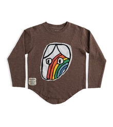 Kid | Rainbow Dude Patch Shirt | Earth Brown