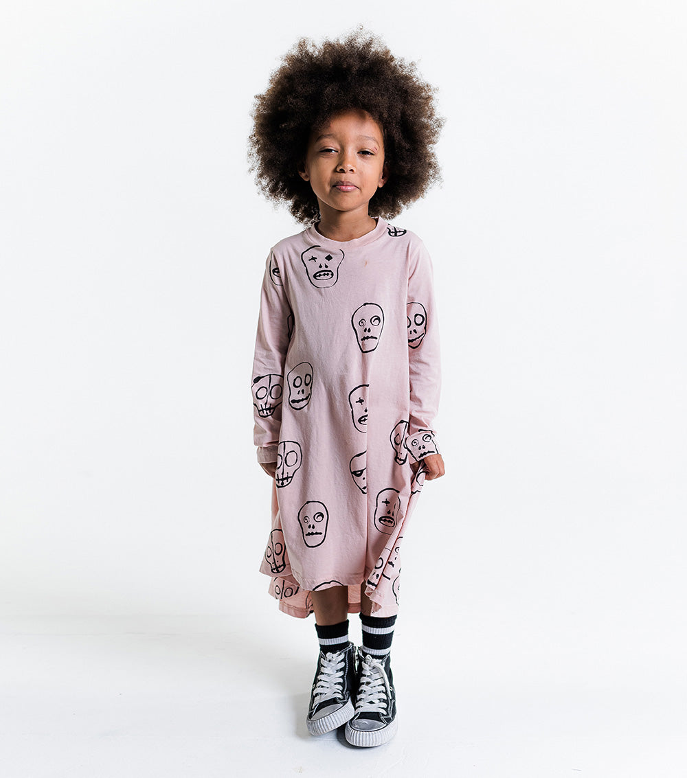 Kid | 360 Skull Mask Dress | Powder Pink