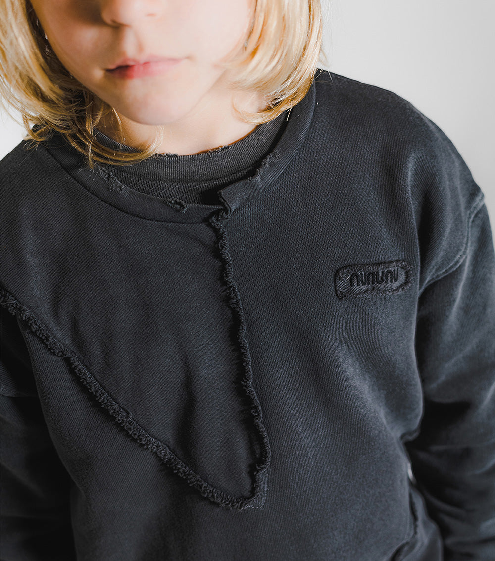 Kid | Patchwork Sweatshirt | Dyed Graphite