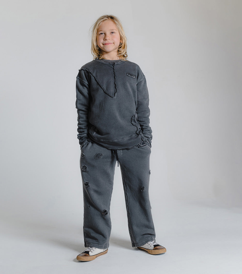 Kid | Patchwork Sweatshirt | Dyed Graphite