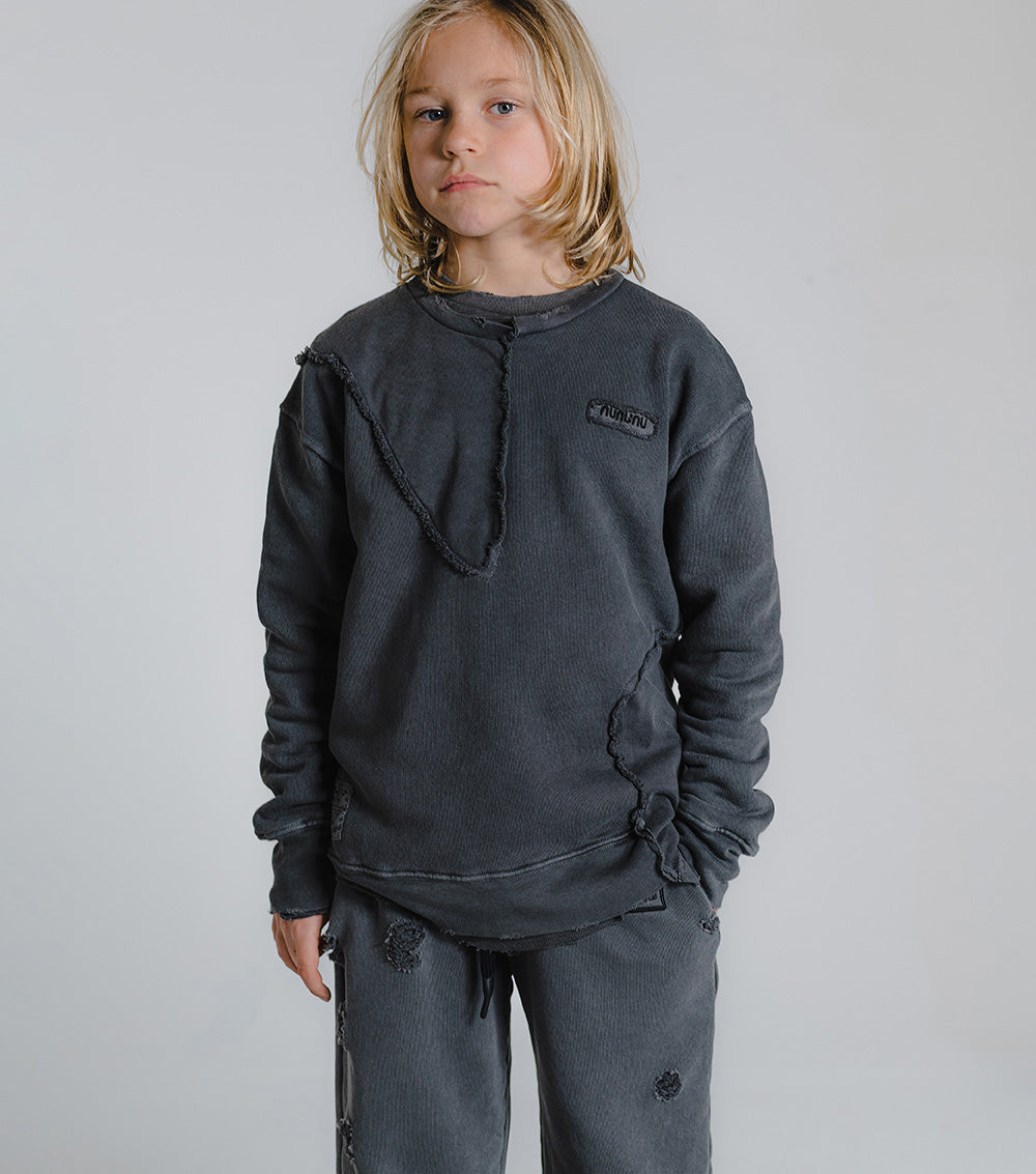 Kid | Patchwork Sweatshirt | Dyed Graphite