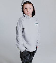 Kid | Distressed Hoodie | Ice Grey