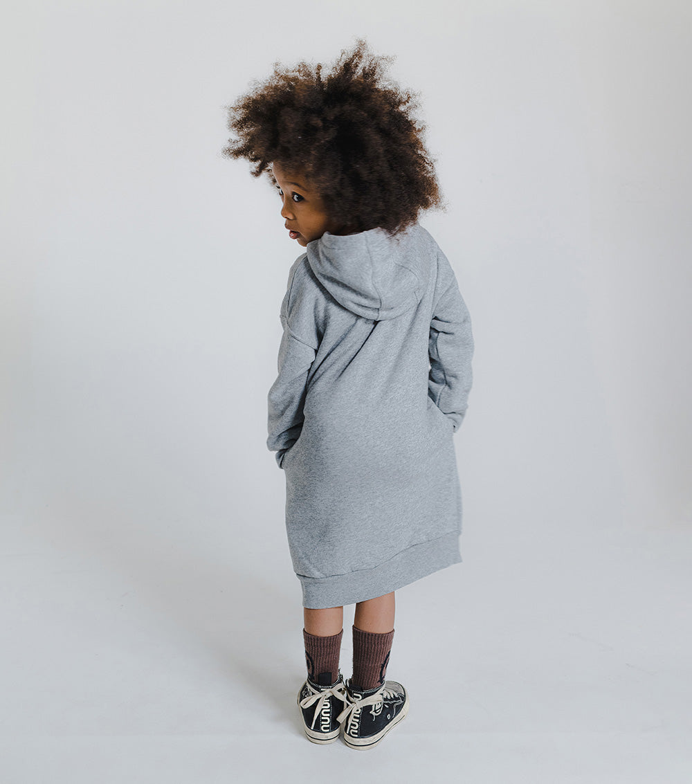 Kid | Goofy Skull Hooded Dress | Heather Grey