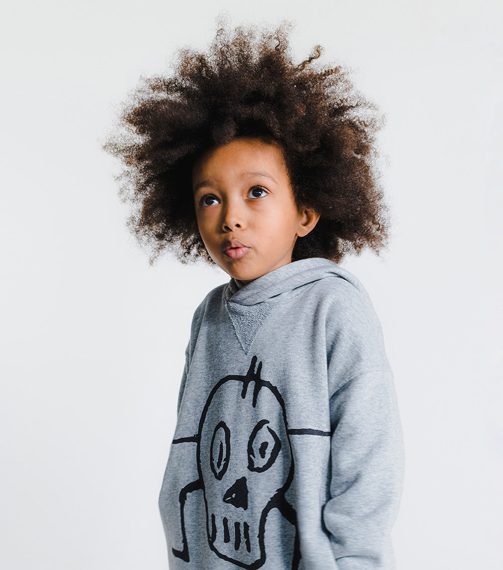 Kid | Goofy Skull Hooded Dress | Black