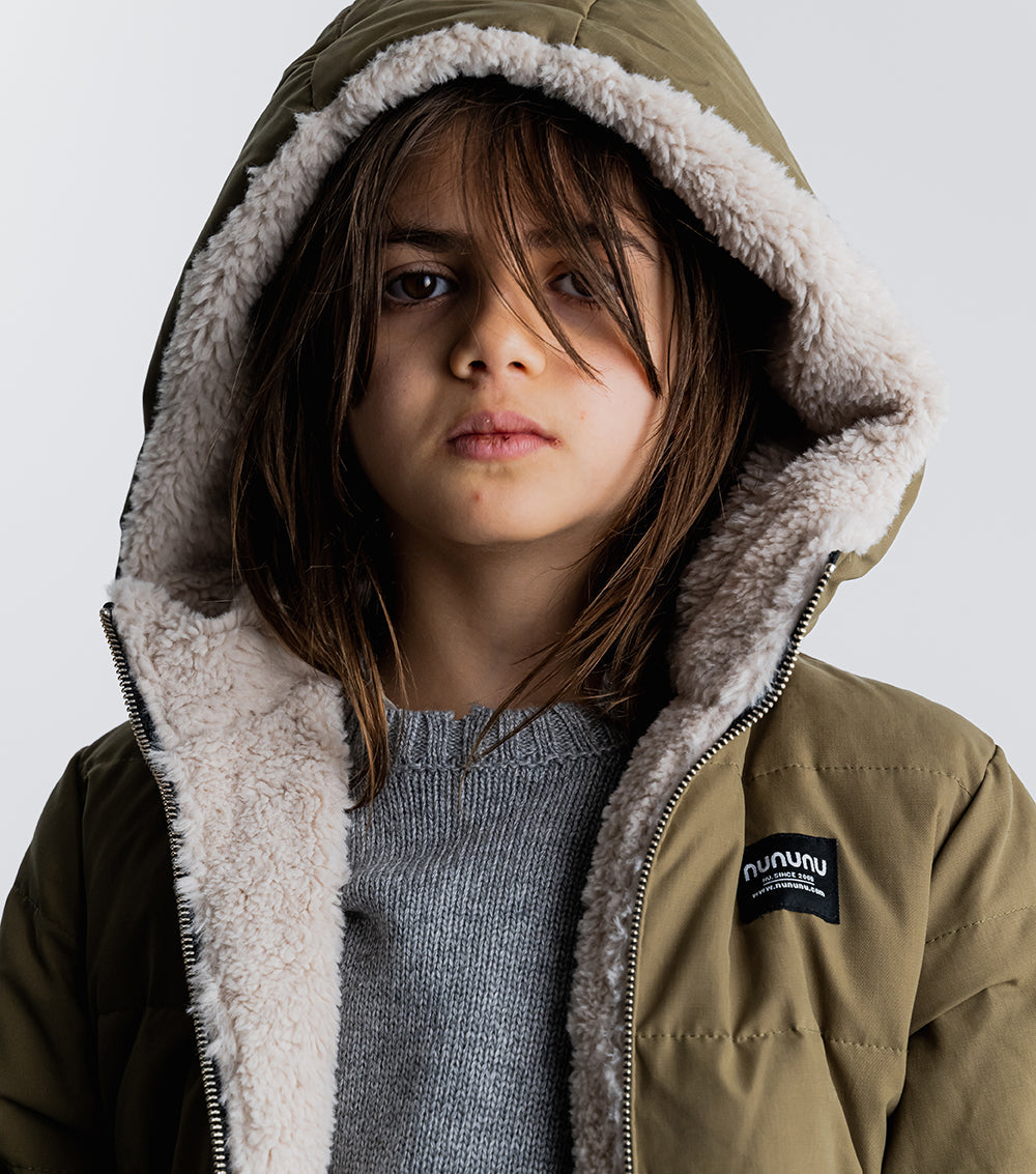 Kid | Reversible Sherpa Jacket | Olive