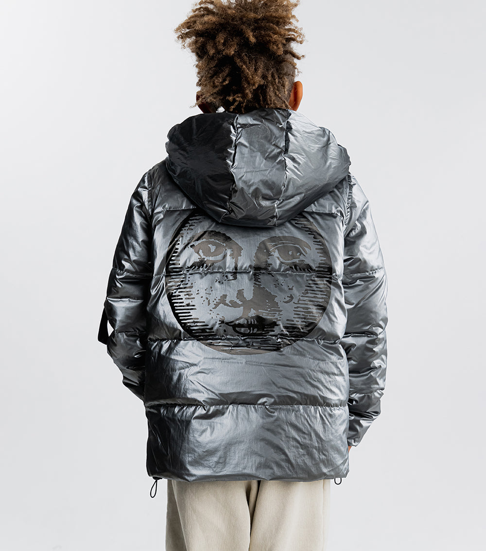 Kid | Moon Inked Down Jacket | Silver